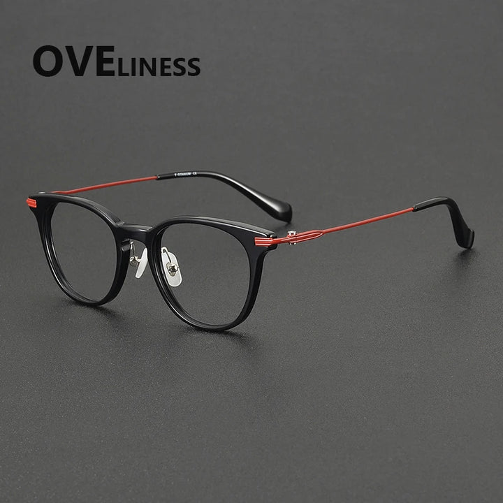 Oveliness Unisex Full Rim Oval Square Acetate Titanium Eyeglasses 90002