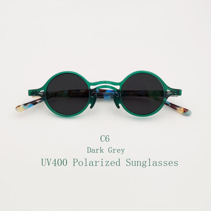 Yujo Unisex Full Rim Small Round Titanium Acetate Eyeglasses Or Polarized Sunglasses Full Rim Yujo C6 China