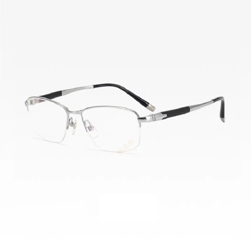 Aimee Unisex Semi Rim Square Titanium Eyeglasses 27007 Semi Rim Aimee Silver