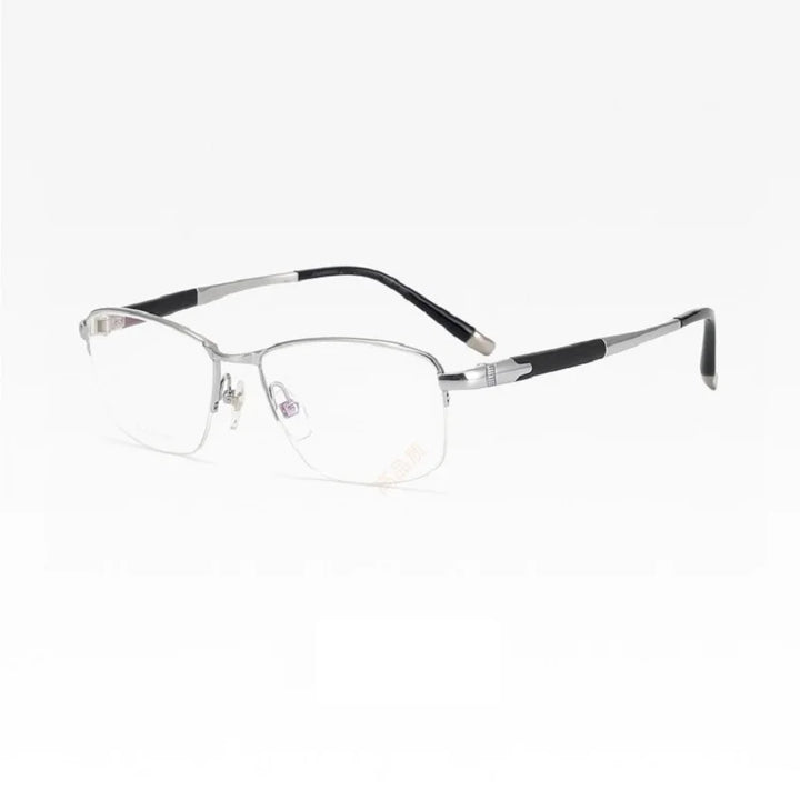 Aimee Unisex Semi Rim Square Titanium Eyeglasses 27007 Semi Rim Aimee Silver