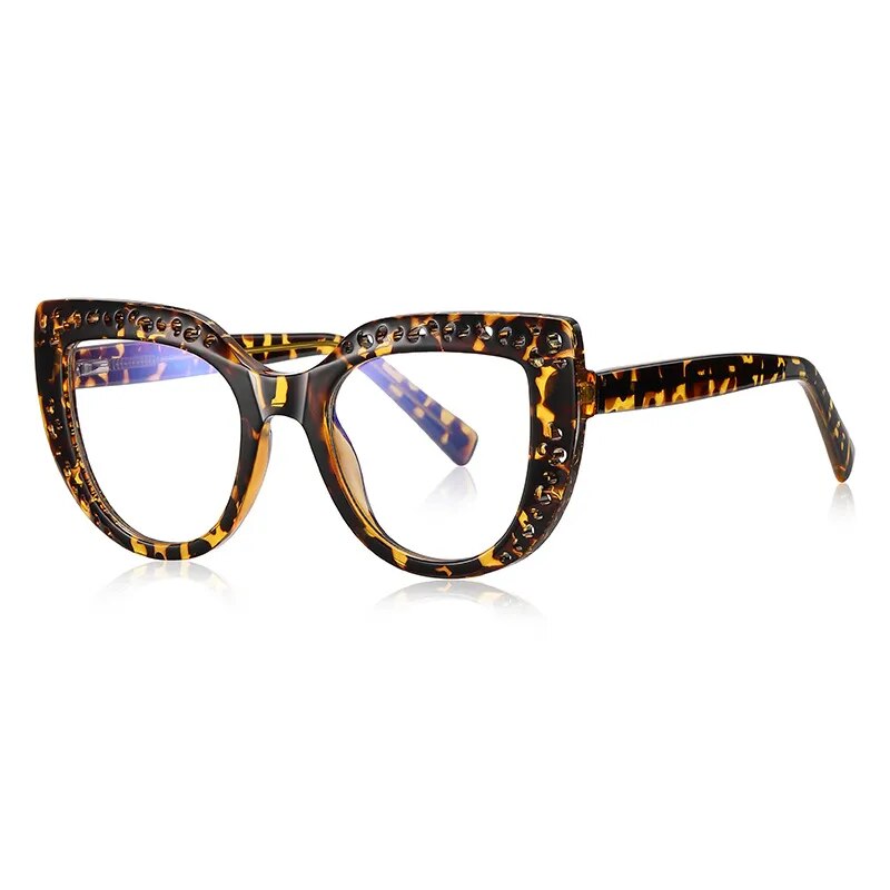 CCspace Women's Full Rim Cat Eye Tr 90 Titanium Eyeglasses 56998 Full Rim CCspace C3Leopard