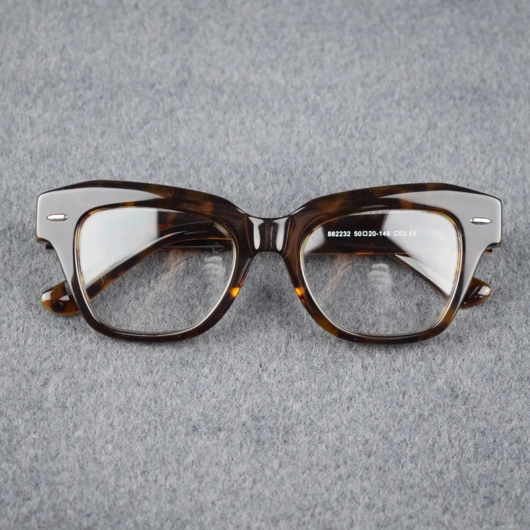 Hewei Unisex Full Rim Square Brow Line Thick Acetate Eyeglasses 92232 Full Rim Hewei C2 CHINA