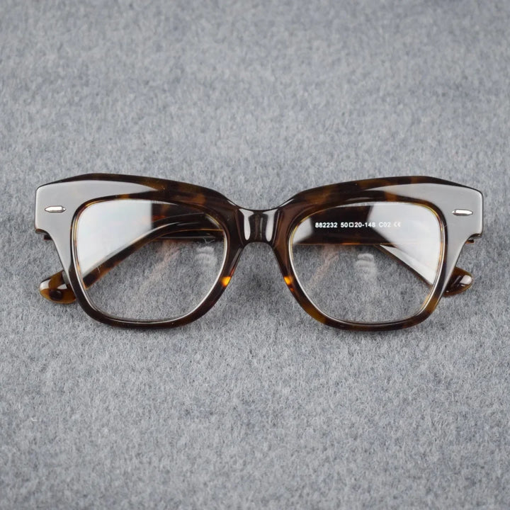 Hewei Unisex Full Rim Square Brow Line Thick Acetate Eyeglasses 92232 Full Rim Hewei C2 CHINA