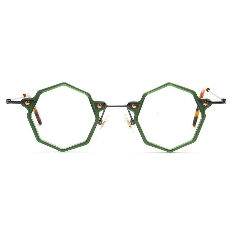 Muzz Unisex Full Rim Small Polygon Acetate Alloy Eyeglasses 013 Full Rim Muzz C5