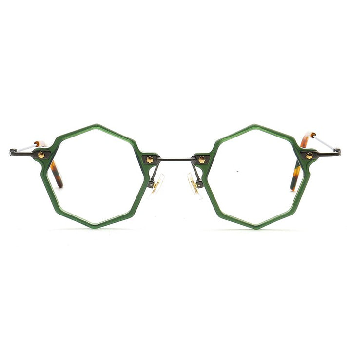 Muzz Unisex Full Rim Small Polygon Acetate Alloy Eyeglasses 013 Full Rim Muzz C5