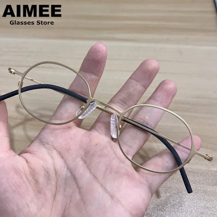 Aimee Unisex Full Rim Round Oval Titanium Eyeglasses 422516