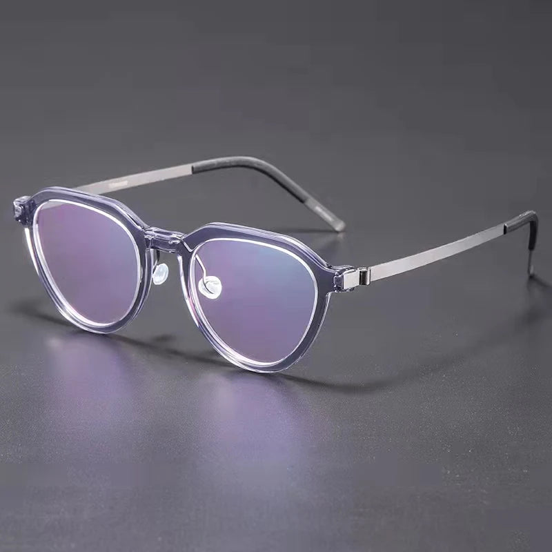 Aimee Women's Full Rim Flat Top Oval Acetate Titanium Eyeglasses 81046 Full Rim Aimee