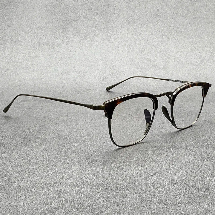 Black Mask Men's Full Rim Square Acetate Titanium Eyeglasses 41112