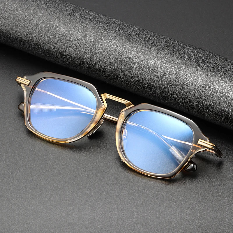 Black Mask Unisex Full Rim Titanium Square Eyeglasses D413 Full Rim Black Mask