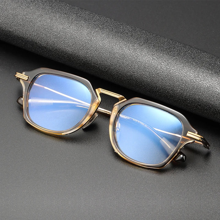 Black Mask Unisex Full Rim Titanium Square Eyeglasses D413 Full Rim Black Mask
