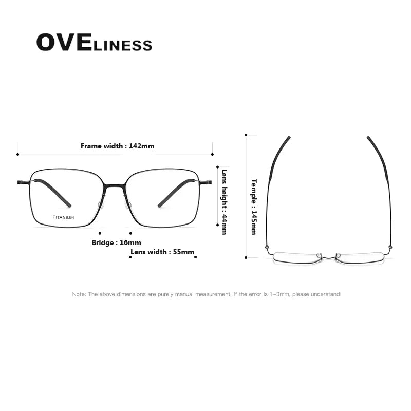 Oveliness Unisex Full Rim Square Screwless Titanium Eyeglasses 65535
