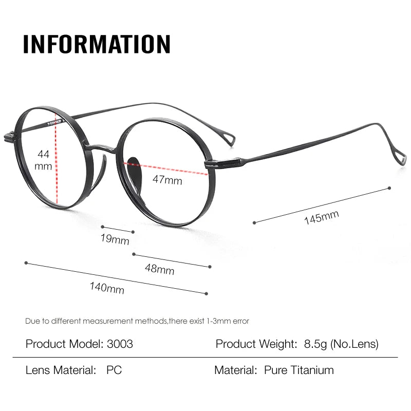 Muzz Unisex Full Rim Round Titanium Eyeglasses 73003