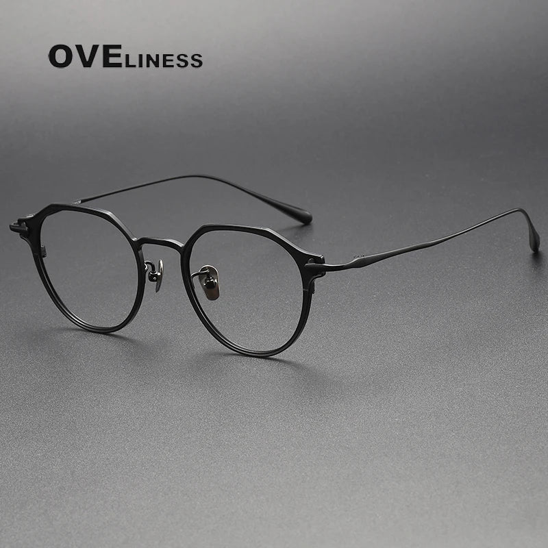 Oveliness Unisex Full Rim Polygon Titanium Eyeglasses 4821 Full Rim Oveliness black