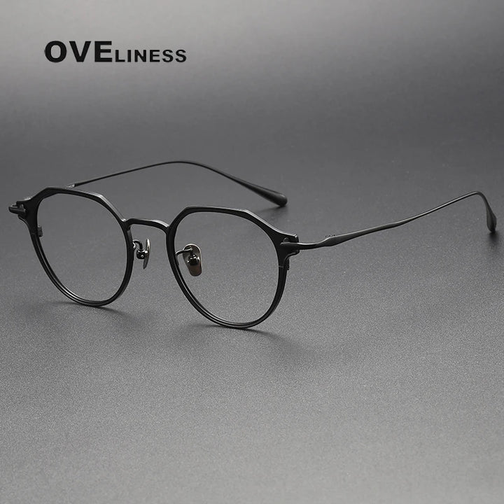 Oveliness Unisex Full Rim Polygon Titanium Eyeglasses 4821 Full Rim Oveliness black