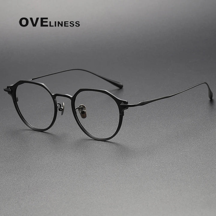 Oveliness Unisex Full Rim Polygon Titanium Eyeglasses 4821 Full Rim Oveliness black  