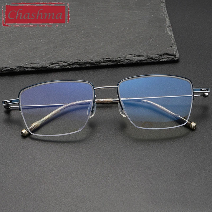 Chashma Unisex Semi Rim Small Square 9g Titanium Eyeglasses 2007 Semi Rim Chashma