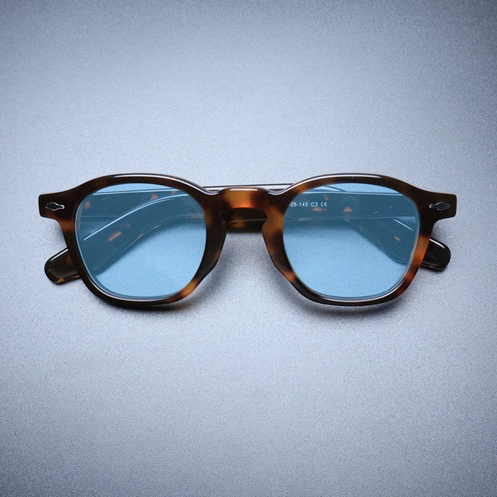 Gatenac Unisex Full Rim Square Acetate Polarized Sunglasses M001 Sunglasses Gatenac Tortoiseshell Blue  