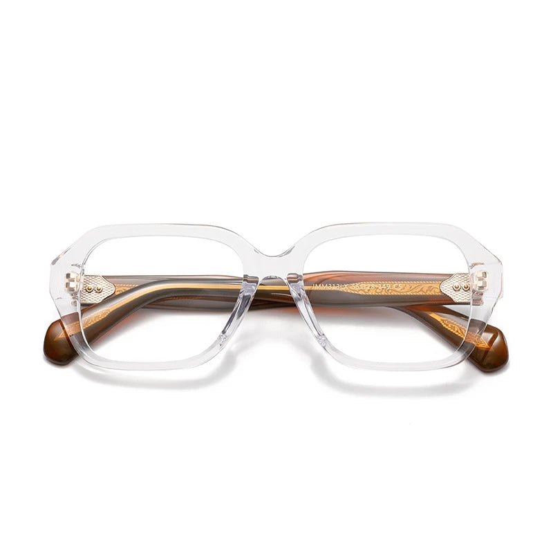 Aror Unisex Full Rim Flat Top Square Thick Acetate Eyeglasses 842313 Full Rim Aror transparent