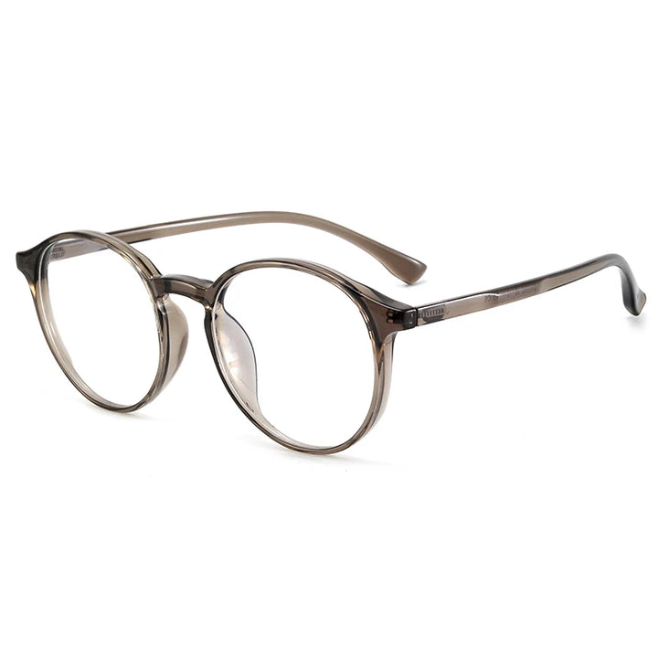 Bclear Unisex Full Rim Round Tr 90 Titanium Eyeglasses 90302 Full Rim Bclear Cold Brown