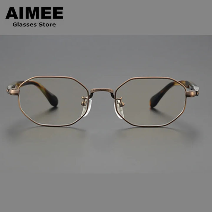 Aimee Unisex Full Rim Flat Top Polygon Titanium Eyeglasses 11092 Full Rim Aimee