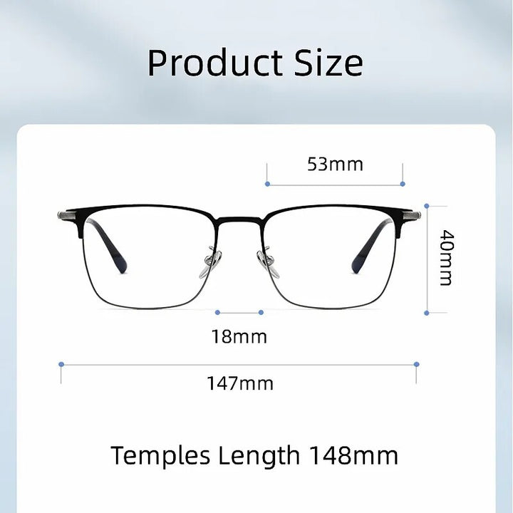 Hdcrafter Unisex Full Rim Square Titanium Eyeglasses 9009t Full Rim Hdcrafter Eyeglasses