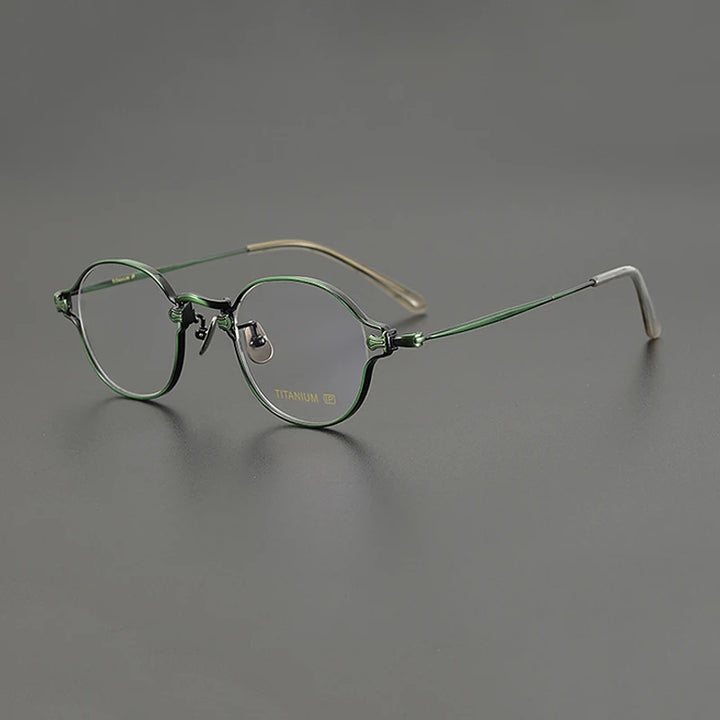 Gatenac Unisex Full Rim Round Small Titanium Eyeglasses Gxyj1199 Full Rim Gatenac Green