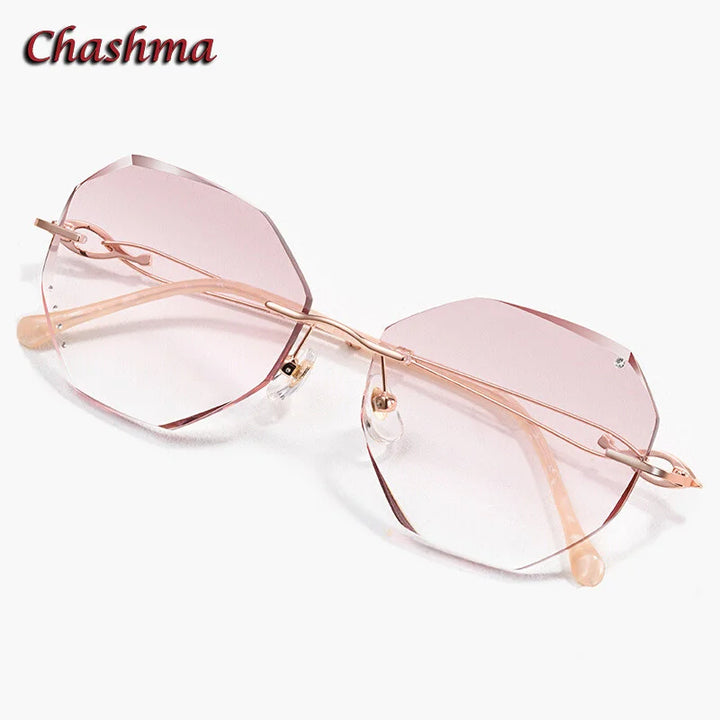 Chashma Ochki Women's Rimless Polygon Round Titanium Eyeglasses 23014