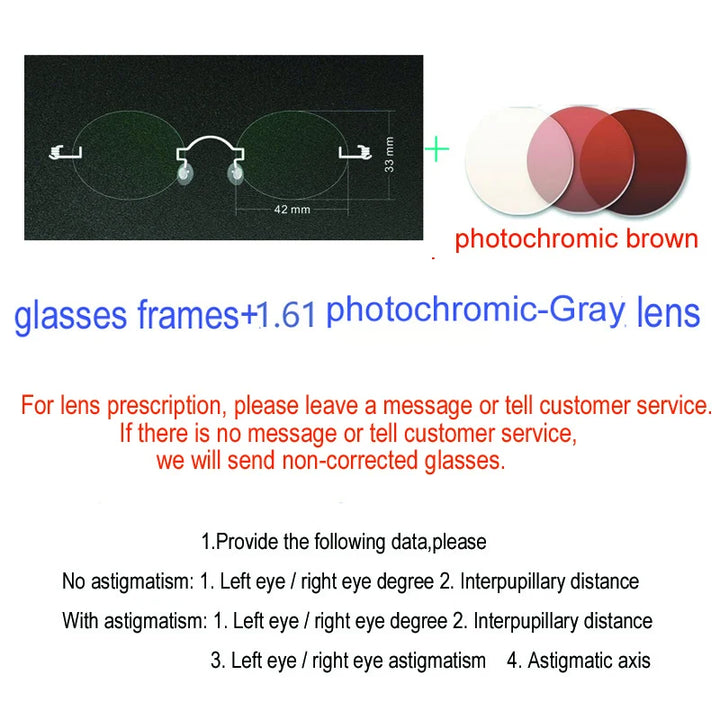 Yujo Unisex Rimless Oval Stainless Steel Custom Eyeglasses Y4233 Rimless Yujo C5 CHINA