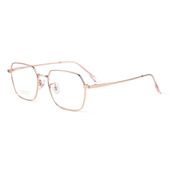 Gmei Unisex Full Rim Polygon Titanium Eyeglasses T840 Full Rim Gmei Optical Rose Golden