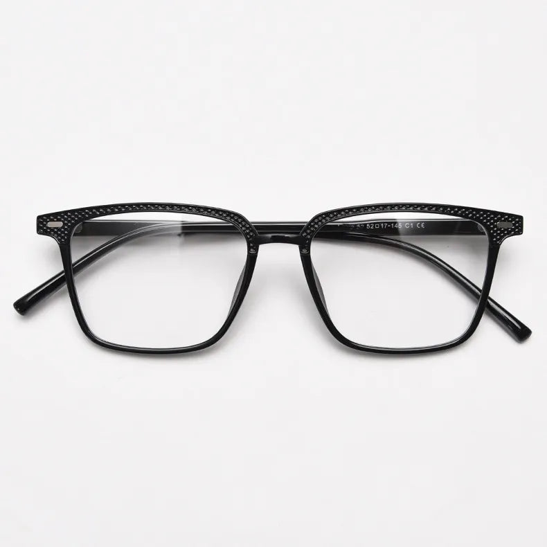 CCspace Unisex Full Rim Square Tr 90 Titanium Eyeglasses 56902 Full Rim CCspace C1BrightBlack