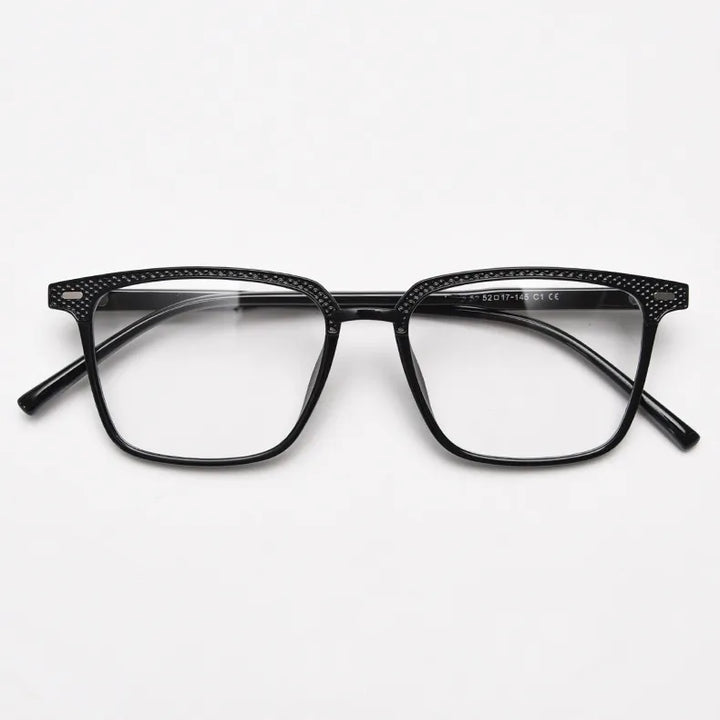 CCspace Unisex Full Rim Square Tr 90 Titanium Eyeglasses 56902 Full Rim CCspace C1BrightBlack
