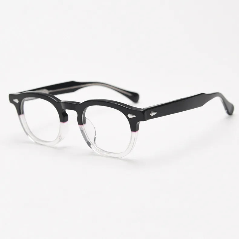 CCspace Unisex Full Rim Square Acetate Eyeglasses 56838 Full Rim CCspace C3BlackClear