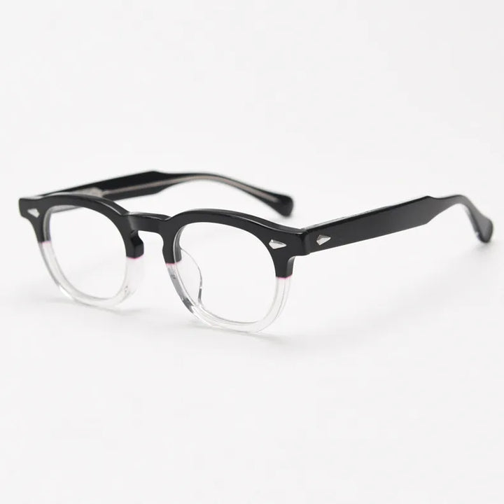 CCspace Unisex Full Rim Square Acetate Eyeglasses 56838 Full Rim CCspace C3BlackClear