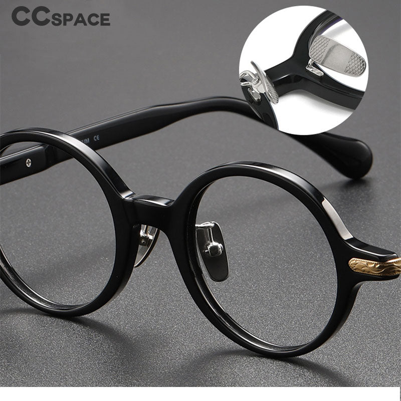 CCspace Unisex Full Rim Round Acetate Eyeglasses 56385 Full Rim CCspace
