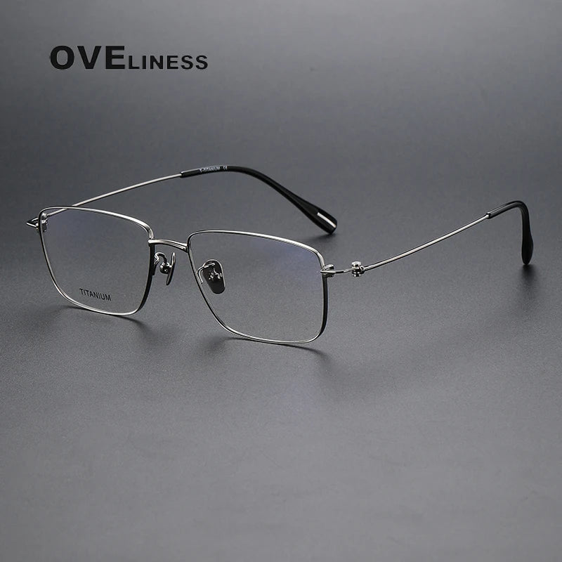 Oveliness Unisex Full Rim Square Titanium Eyeglasses 80916 Full Rim Oveliness gun  