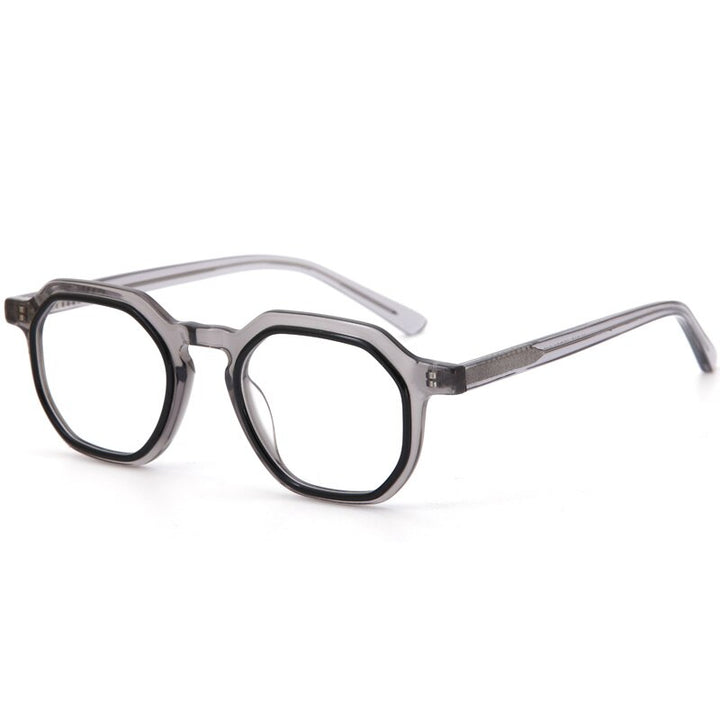 Muzz Unisex Full Rim Flat Top Round Acetate Eyeglasses 015 Full Rim Muzz C1