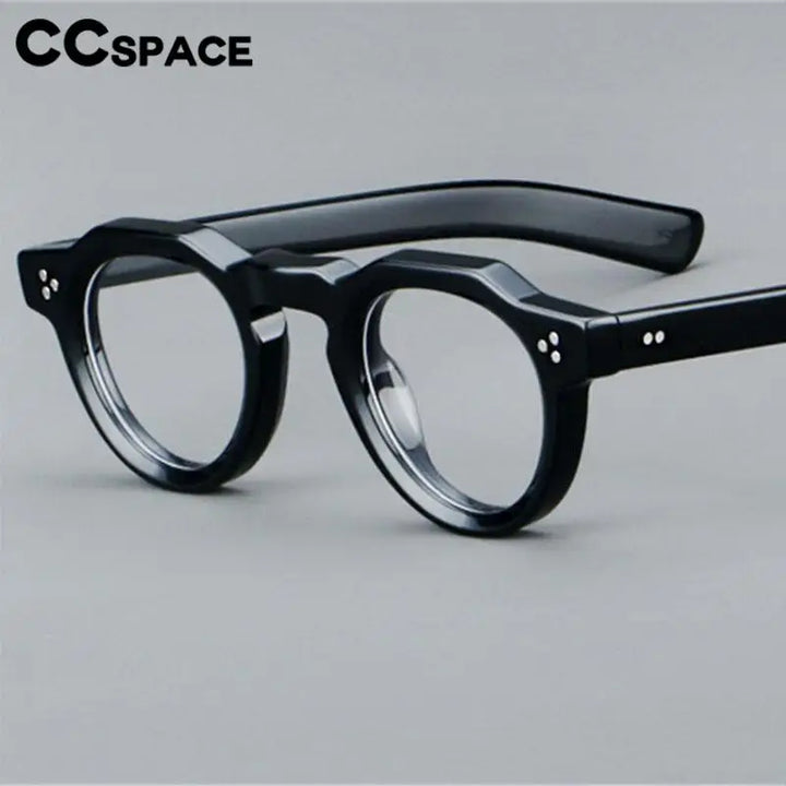 CCspace Unisex Full Rim Flat Top Round Acetate Eyeglasses 57171 Full Rim CCspace