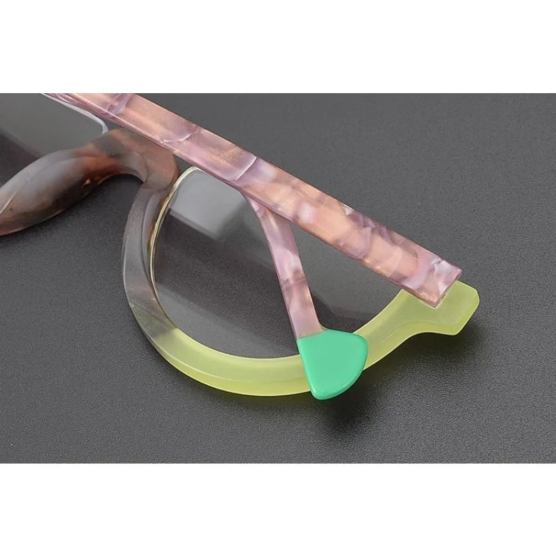 Hewei Unisex Semi Rim Oval Cat Eye Acetate Eyeglasses 9361 Semi Rim Hewei