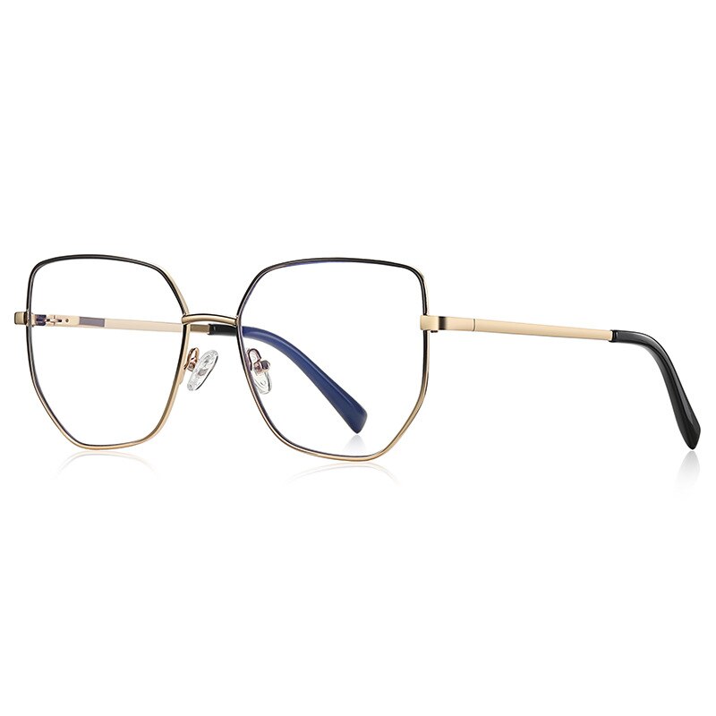 CCspace Unisex Full Rim Irregular Square Alloy Eyeglasses 56272 Full Rim CCspace C1BlackGold