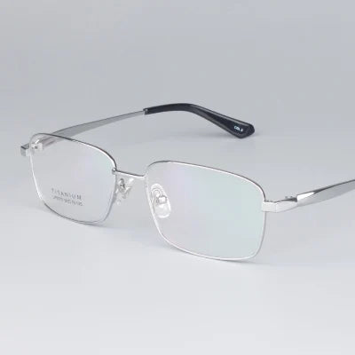 Brightzone Unisex Full Rim Square Titanium Eyeglasses 49979 Full Rim Brightzone Silver