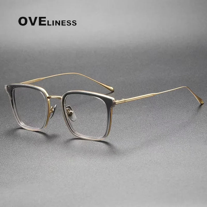 Oveliness Unisex Full Rim Square Acetate Titanium Eyeglasses 14150