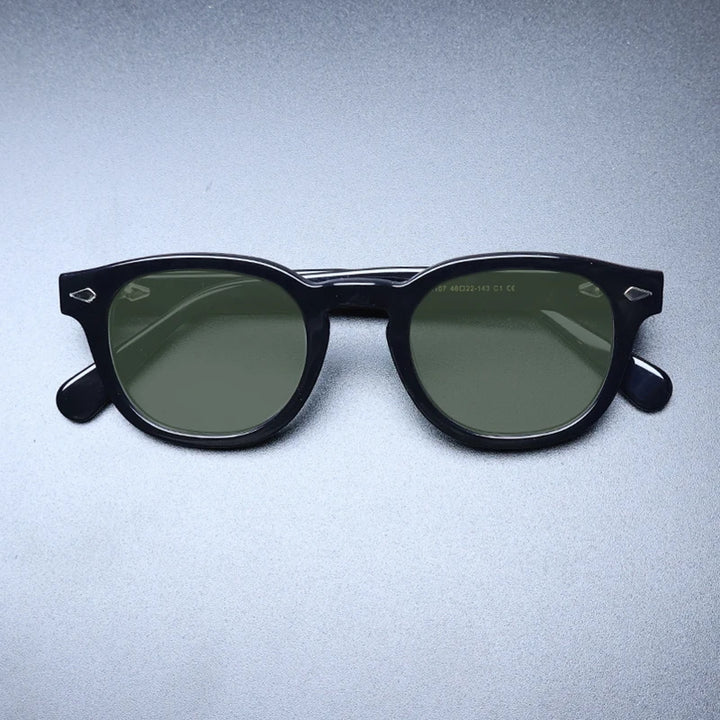 Gatenac Unisex Full Rim Square Polarized Acetate Sunglasses Mo14 Sunglasses Gatenac Black Green
