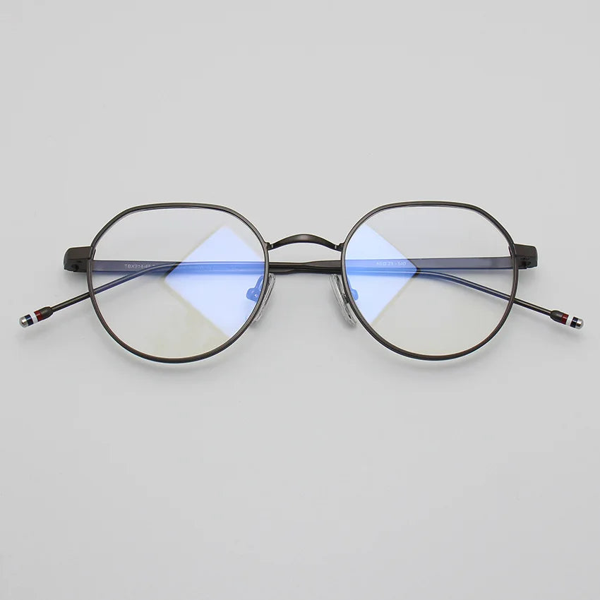 Black Mask Unisex Full Rim Flat Top Oval Alloy Eyeglasses 42914 Full Rim Black Mask Gun Gray