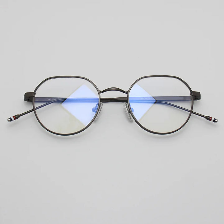 Black Mask Unisex Full Rim Flat Top Oval Alloy Eyeglasses 42914 Full Rim Black Mask Gun Gray