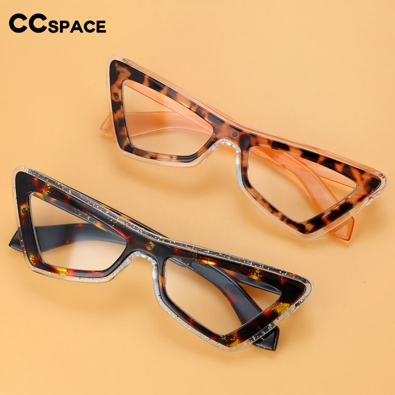 CCspace Unisex Full Rim Big Square Cat Eye Acetate Eyeglasses 56008 Full Rim CCspace