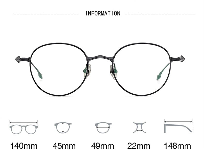 Black Mask Women's Full Rim Oval Round Titanium Eyeglasses 195140