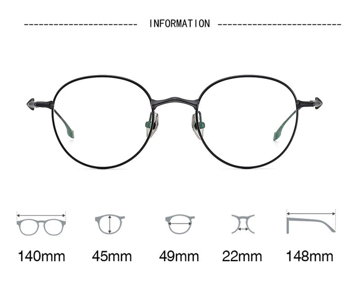 Black Mask Women's Full Rim Oval Round Titanium Eyeglasses 195140