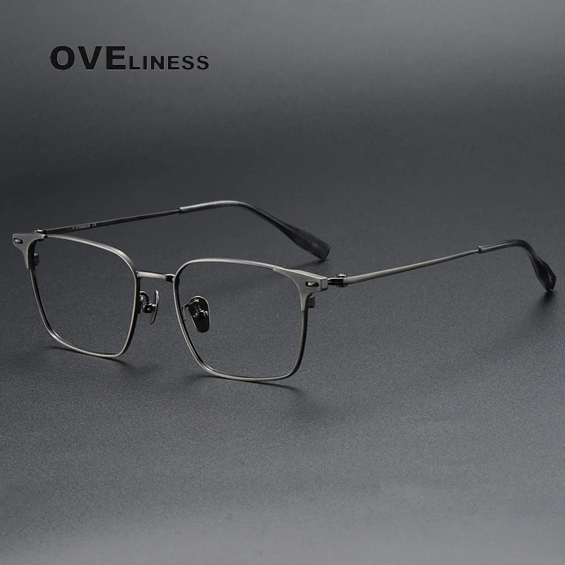 Oveliness Men's Full Rim Square Titanium Eyeglasses 8104 Full Rim Oveliness gun  