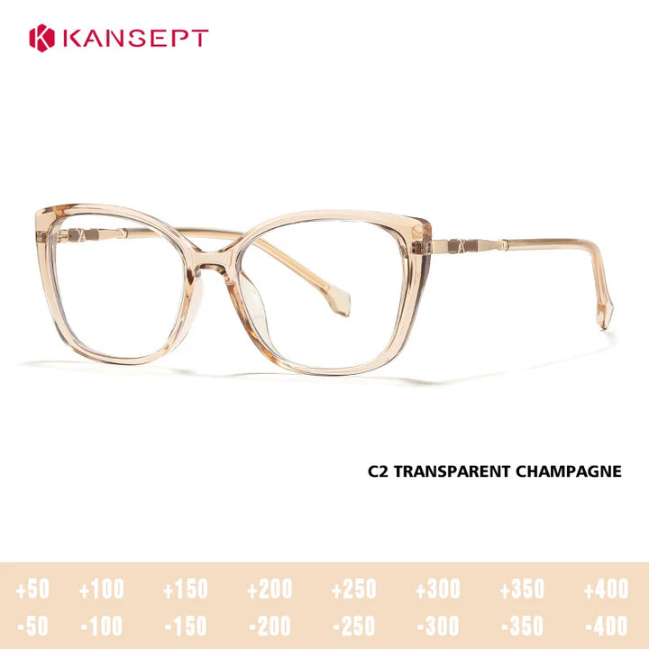 Kansept Women's Full Rim Square Tr 90 Alloy Reading Glasses 27004