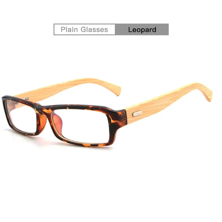 Hdcrafter Unisex Full Rim Square Bamboo Wood Eyeglasses 6811 Full Rim Hdcrafter Eyeglasses Leopard